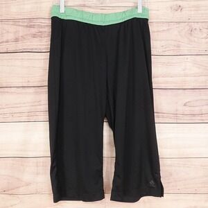 Adidas Pants Womens M Black Capri 17 Inseam Elastic Drawstring Gym Training